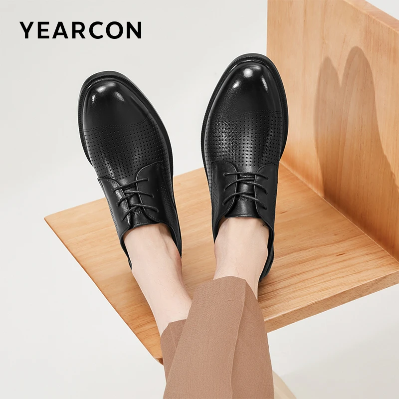 YEARCON/意尔康新款真皮商务皮鞋男鞋夏季镂空鞋96427W
