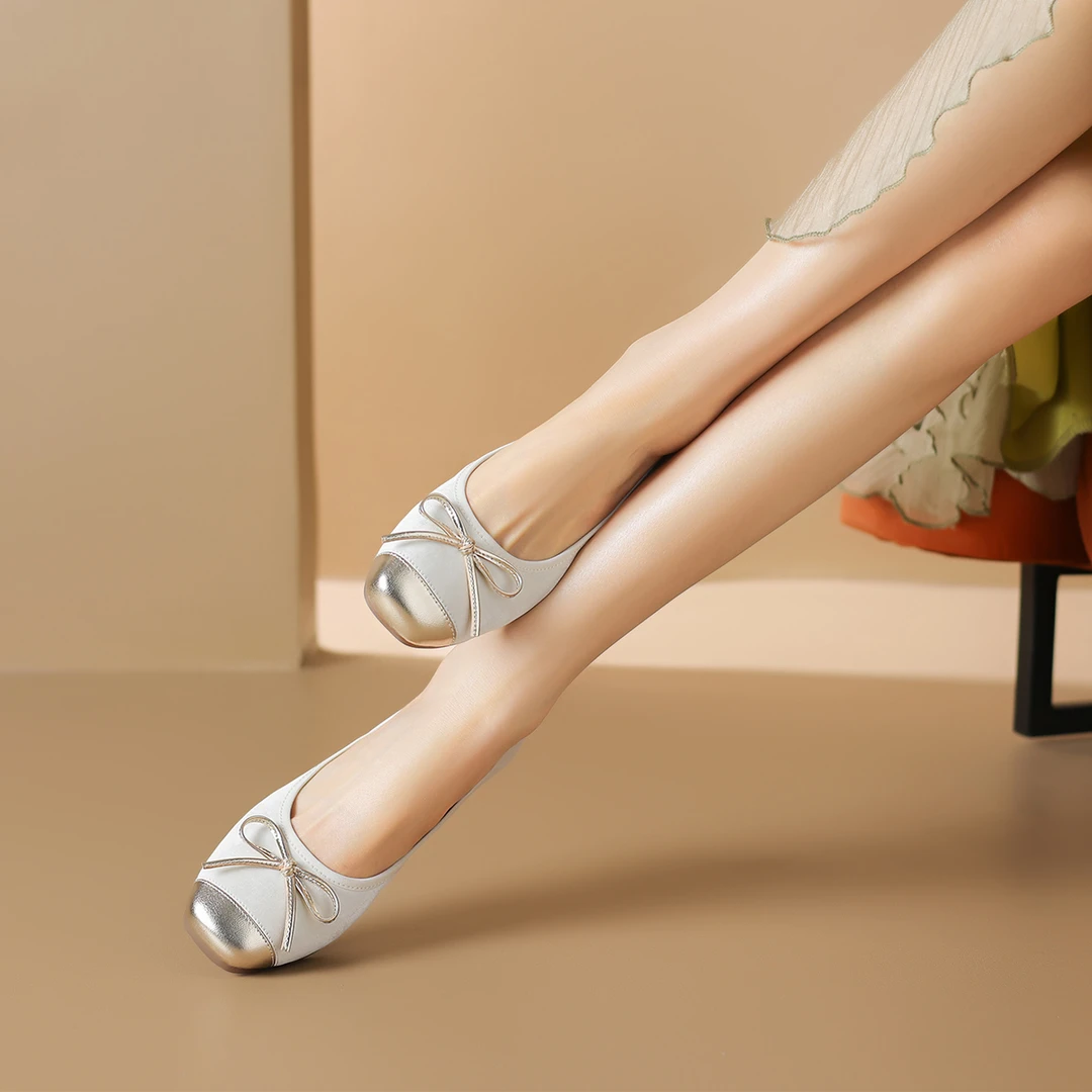 女鞋浅口平底单鞋气质一脚蹬船鞋舒适软底妈妈鞋【LP】