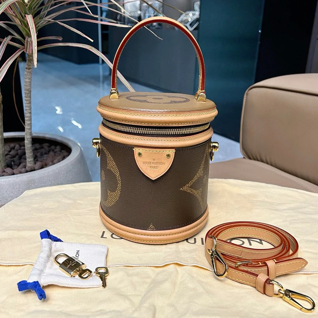 99新 LouisVuitton/路易威登 焦糖色大花发财桶