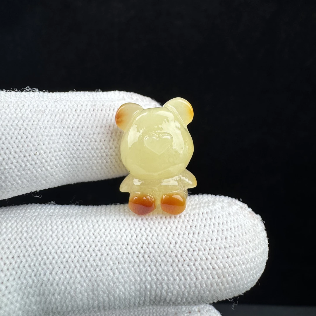 D3020【微瑕】天然原矿蜜蜡 雕刻小熊14*19.5mm支持复检假一罚十