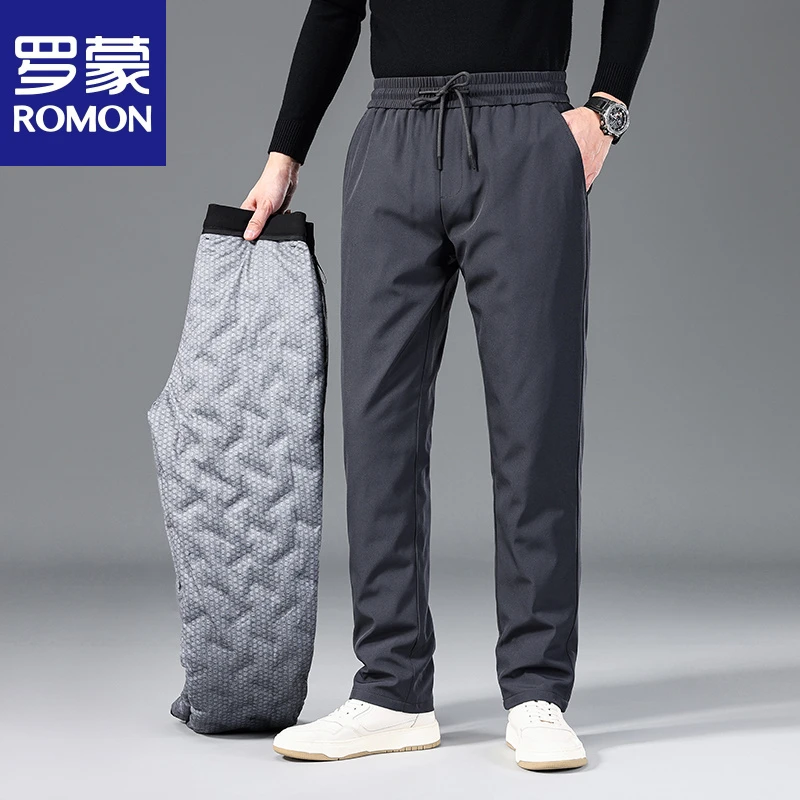 罗蒙2025冬季新款男外穿抽绳裤腰防寒极寒保暖鹅绒裤子男