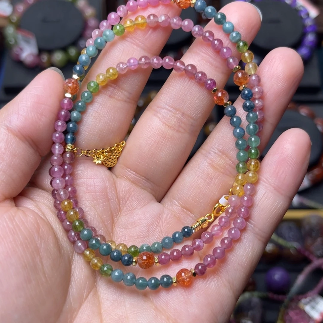 碧玺未镶嵌手链荧光色标万能链