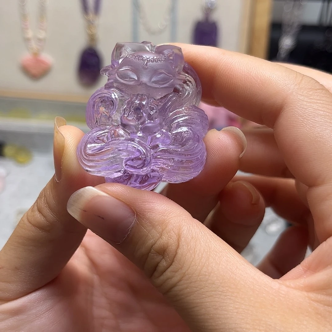 未镶嵌颈饰水晶没*鱼紫水立体九尾61