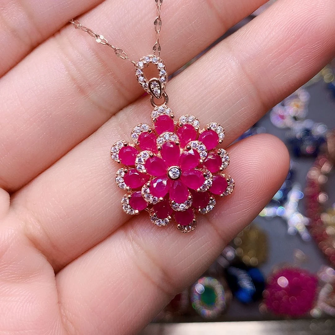 颈饰银S925镶嵌红宝石