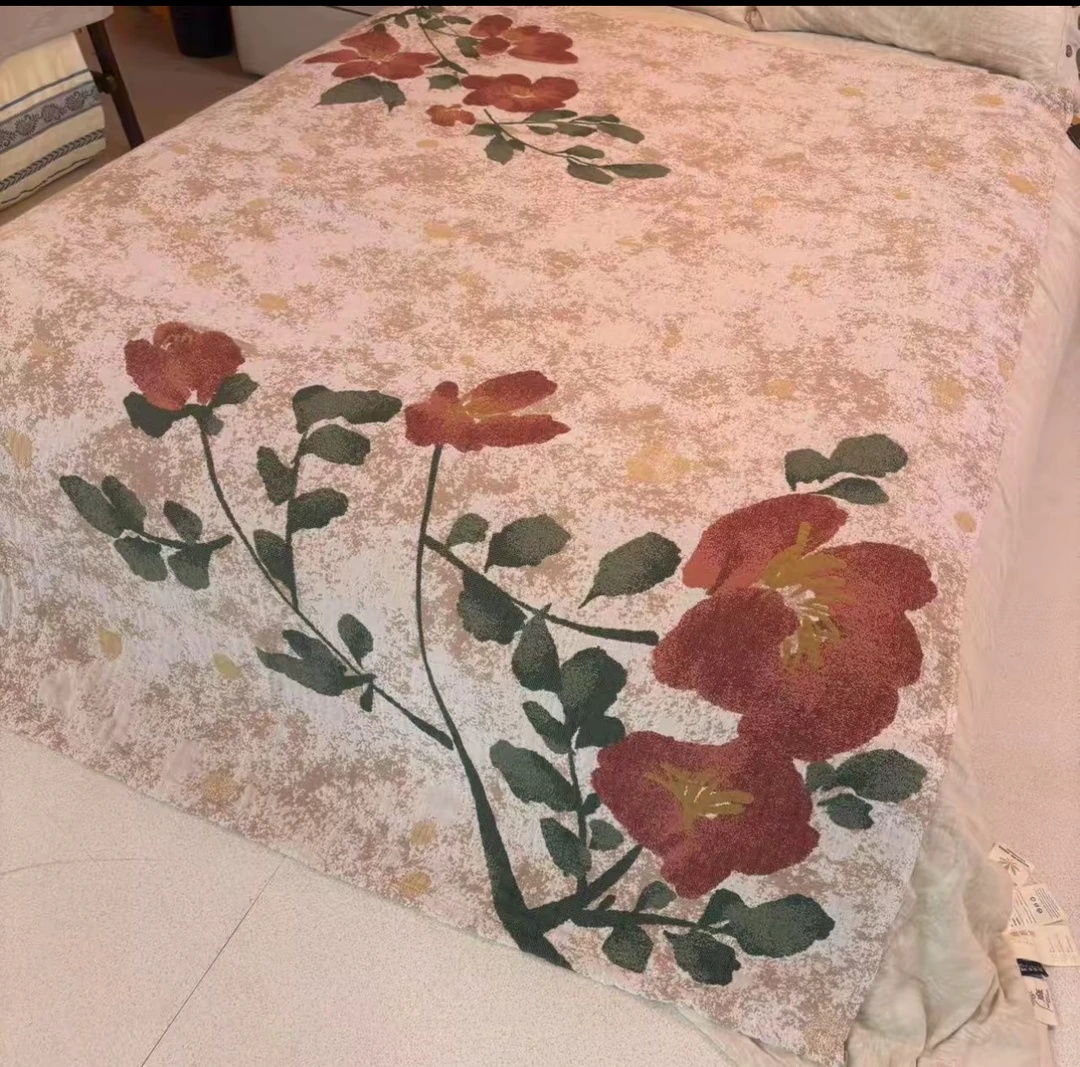 【盖毯】高奢定制野生麻多功能150*200cm盖毯  山茶