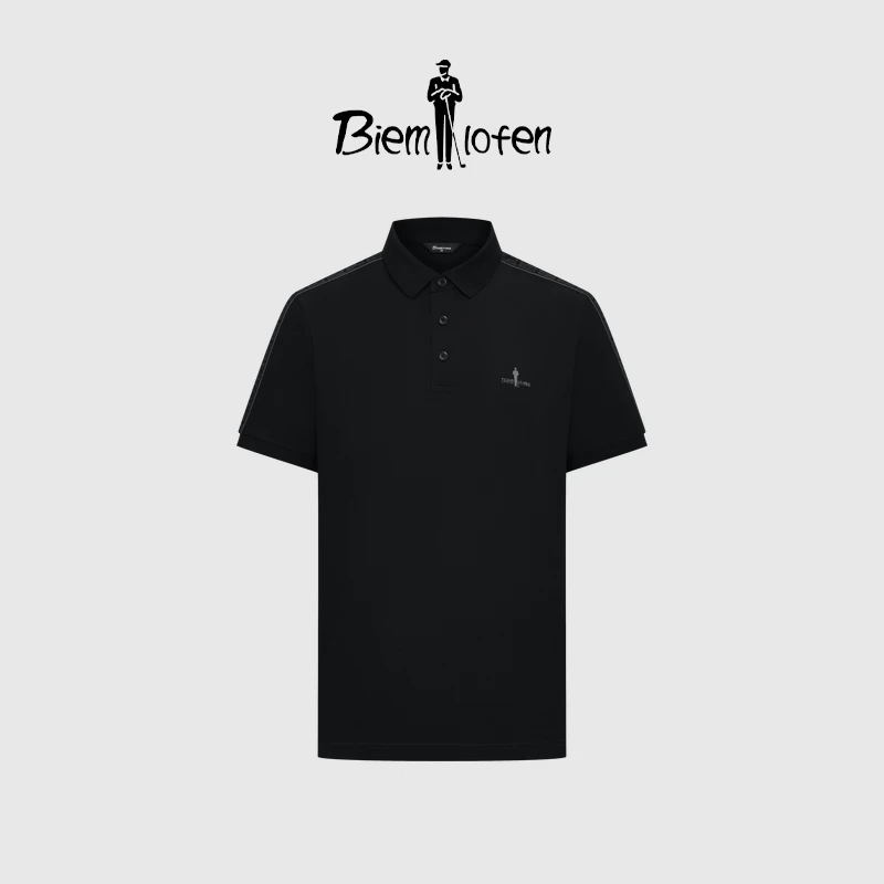 【抗UV防晒抗皱】比音勒芬新款新款休闲字母织带短袖polo衫男