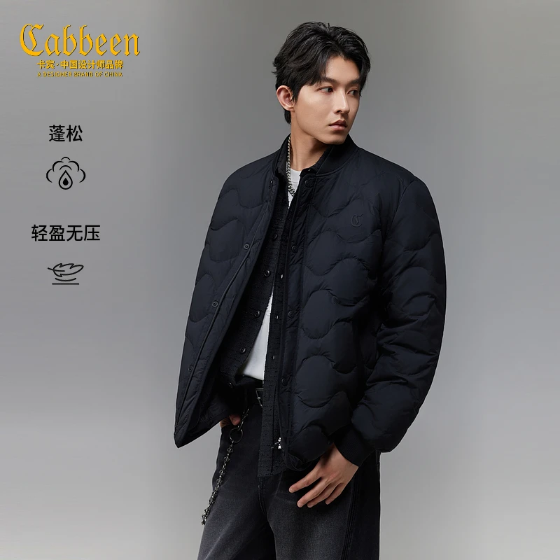 【时尚棒球领】卡宾男装立领夹克轻薄羽绒服冬季新款短款保暖外套