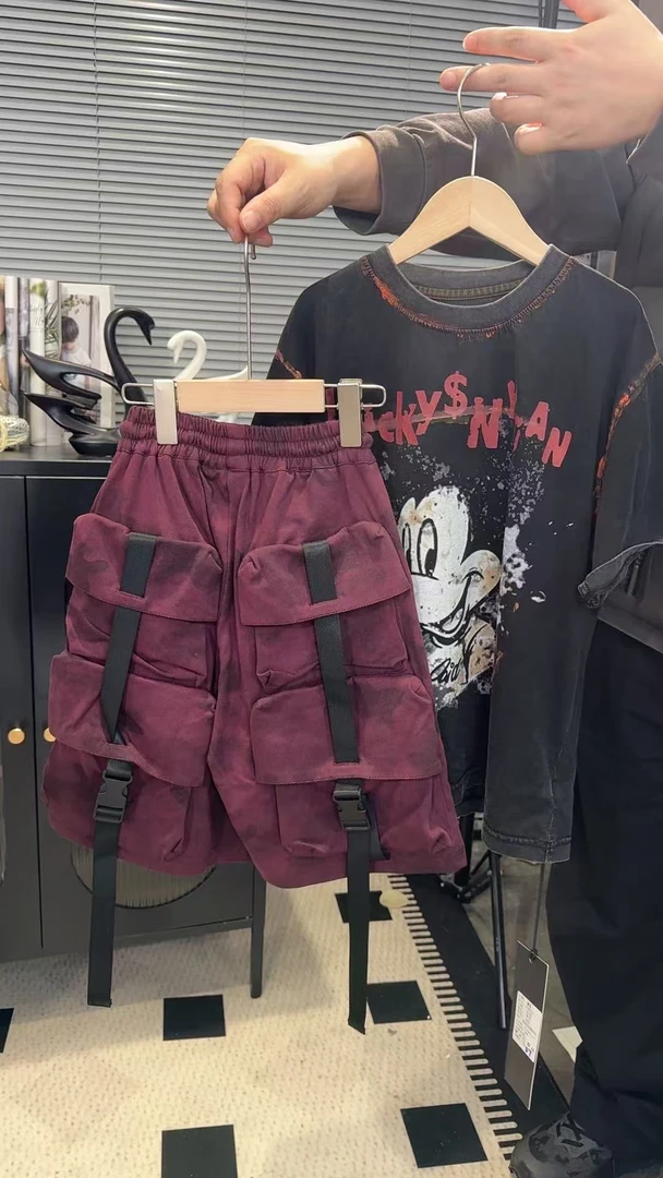 MM14 潮流时尚男女童春夏款百搭工装口袋中裤