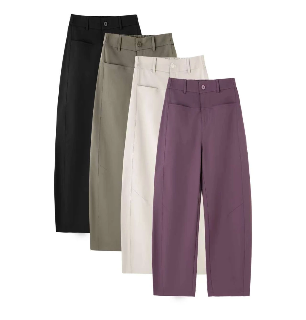 水洗云感！早秋新款显瘦高腰时尚百搭弯刀裤58008