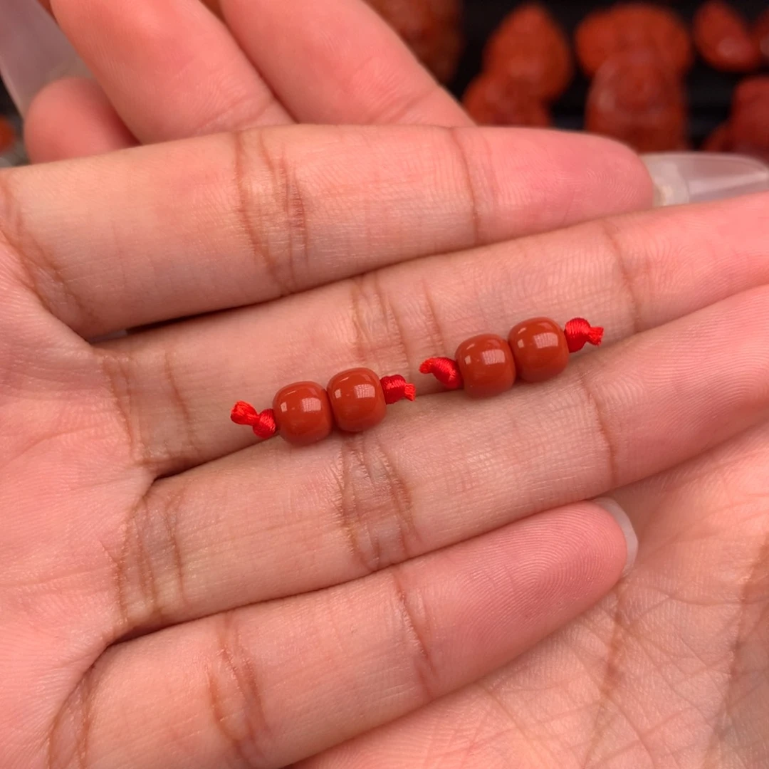 南红玛瑙老型对珠6m m未镶嵌@*倩