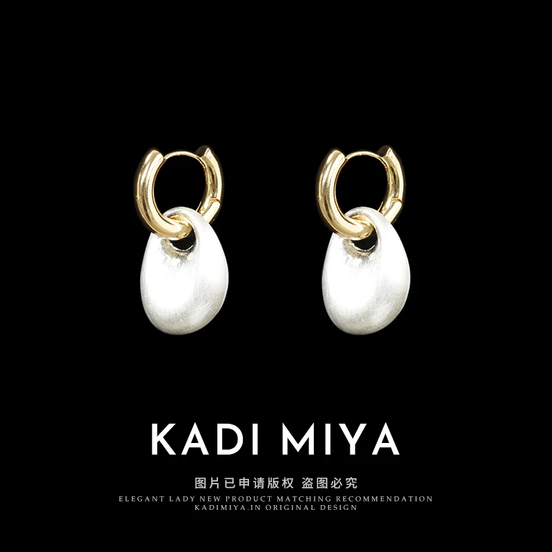 纯铜耳饰 KADIMIYA【可两戴】法式拉丝环扣耳环耳饰高级感小众耳钉