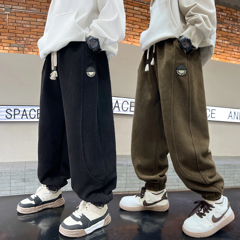 儿童装男童秋装裤子春秋冬款2025新款中大童秋季男孩运动加绒长裤