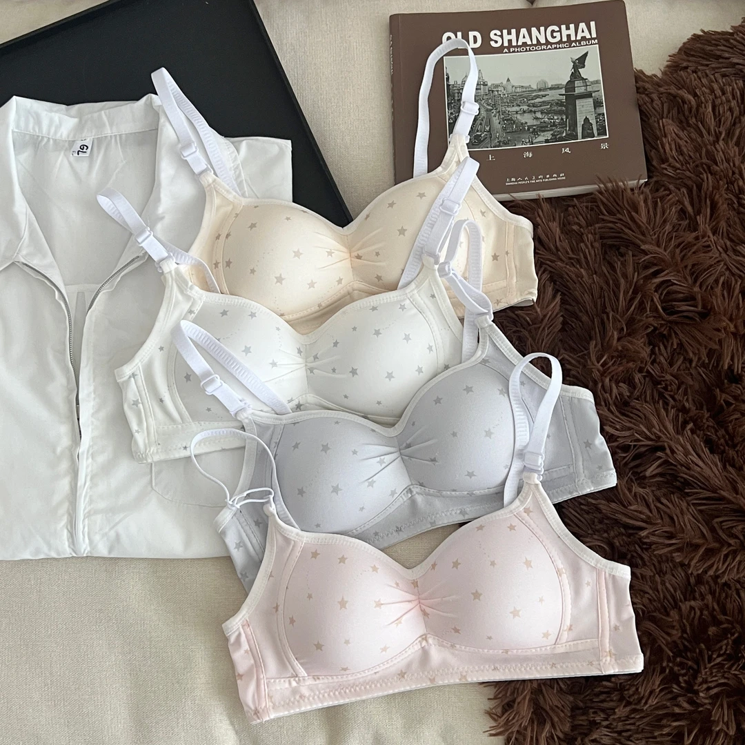 2025新款星星雨无钢圈甜美透气内衣女学生舒适文胸罩薄款性感少女