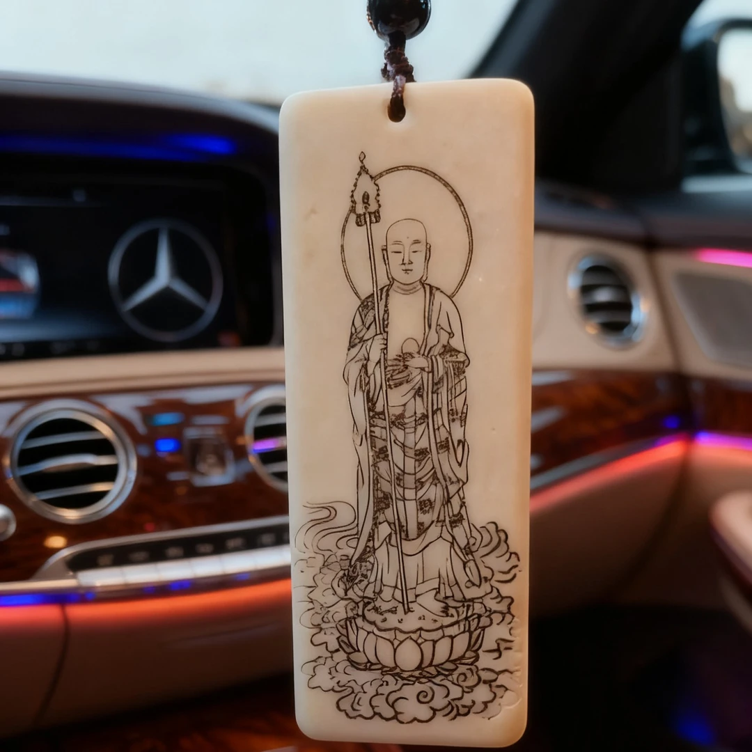 皇家御用松花石雕刻地藏王菩萨圣像财神