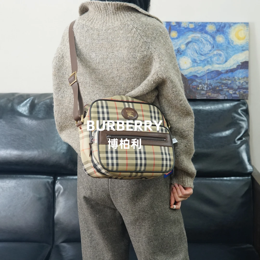 95新 BURBERRY/博柏利 巴宝莉/格纹斜挎包/F3WJ12806023/6023