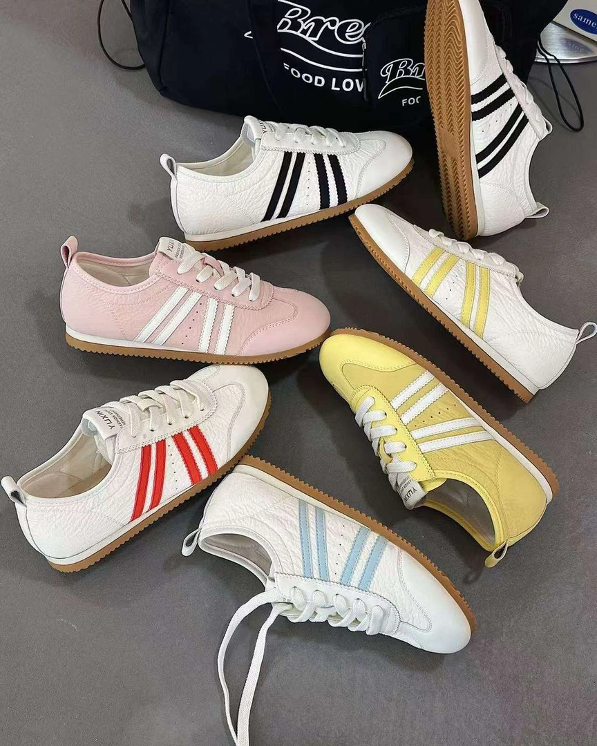 欧陌女鞋2025夏季系带德训鞋圆头设计时尚休闲运动单鞋百搭女款