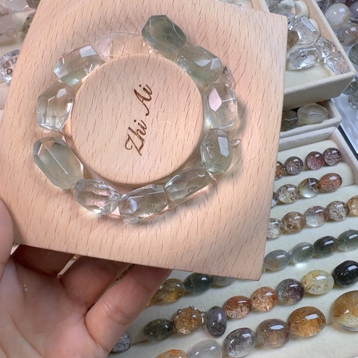 帅***王水晶手链银S925镶嵌