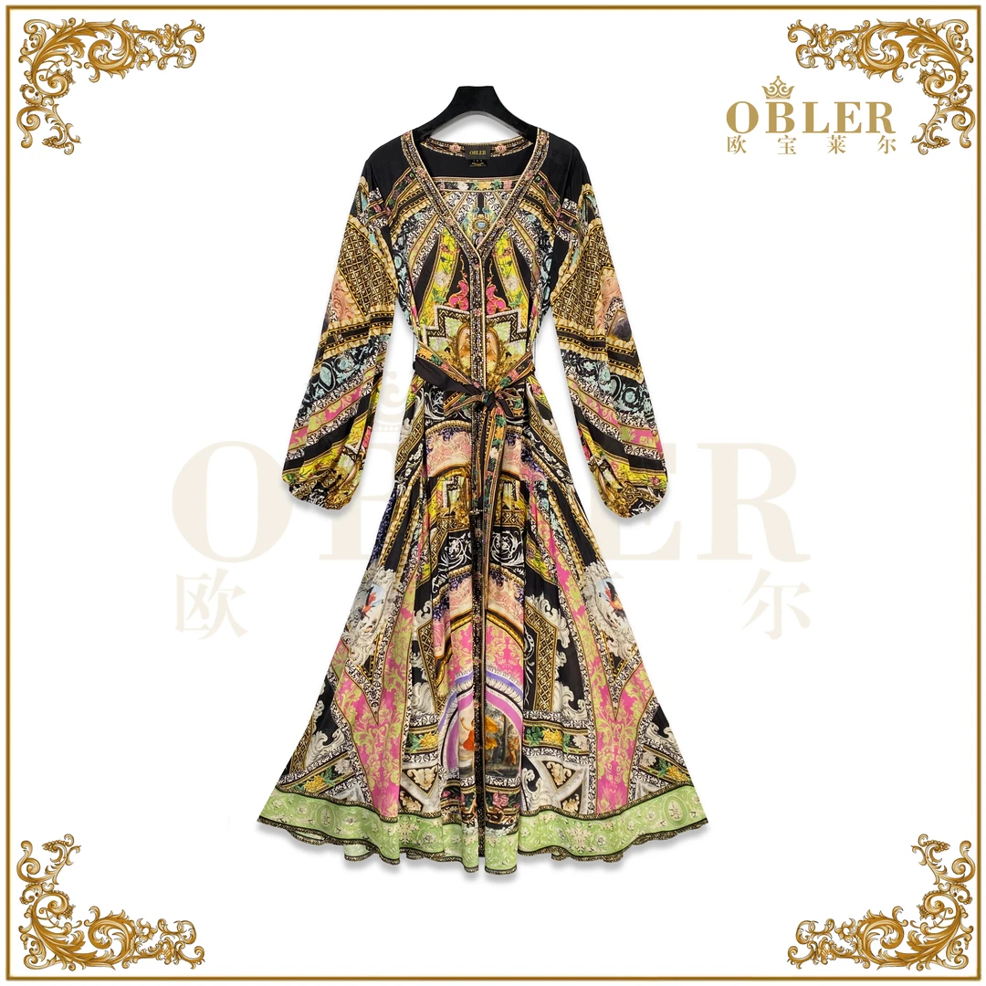 OBLE2024时尚气质真丝连衣裙305-24316