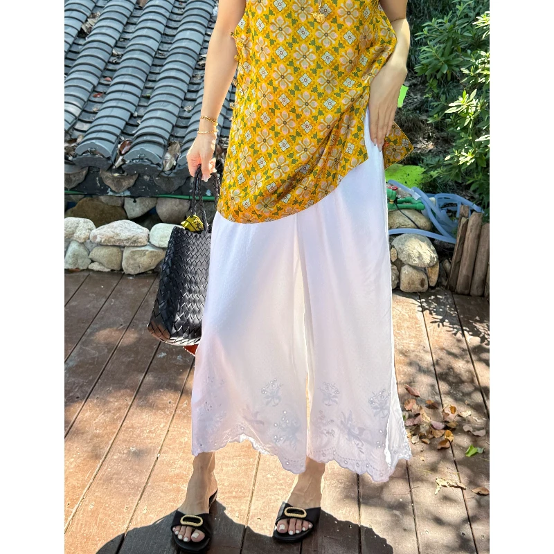 【LULU】绣花落空阔腿裤  SSK11089