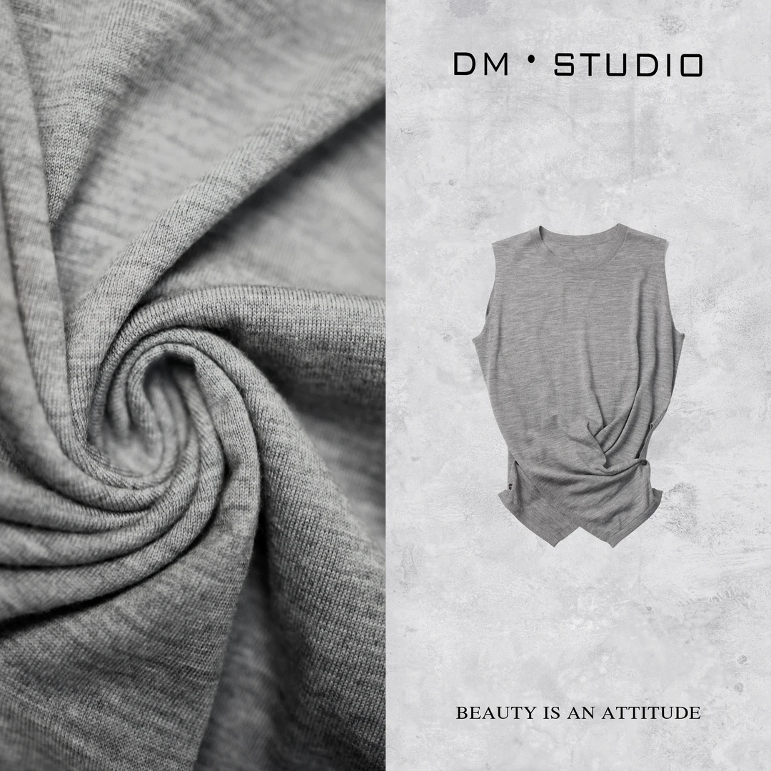 DEDM•STUDIO/100%精纺羊毛圆领无袖打底背心上衣（2503BX/A9658）