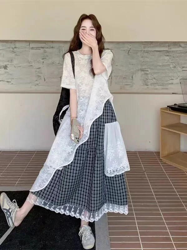 2510设计款蕾丝拼接套装