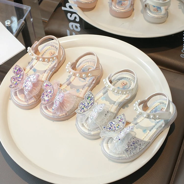 女童水钻凉鞋女宝宝鞋子立体蝴蝶儿童鞋夏季新款小女孩珍珠水晶鞋