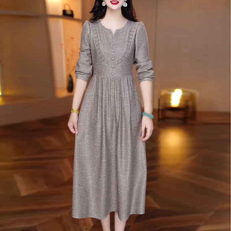 高端时尚气质优雅连衣裙2025春秋新款女端庄收腰显瘦修身减龄裙子
