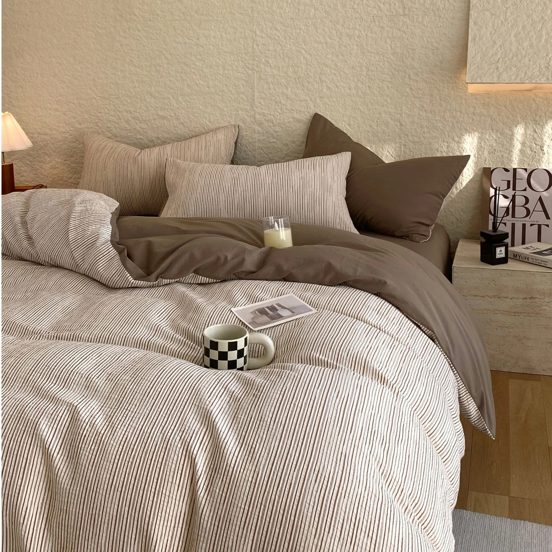 提花工艺简约轻奢百分百纯棉全棉四件套床单被套三件套床上用品