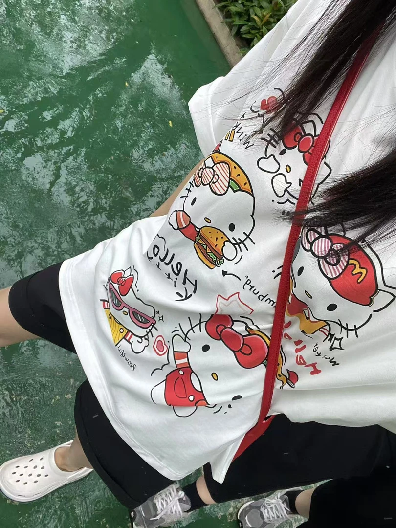 宽松大版立体卡通印花短袖T恤#SC008