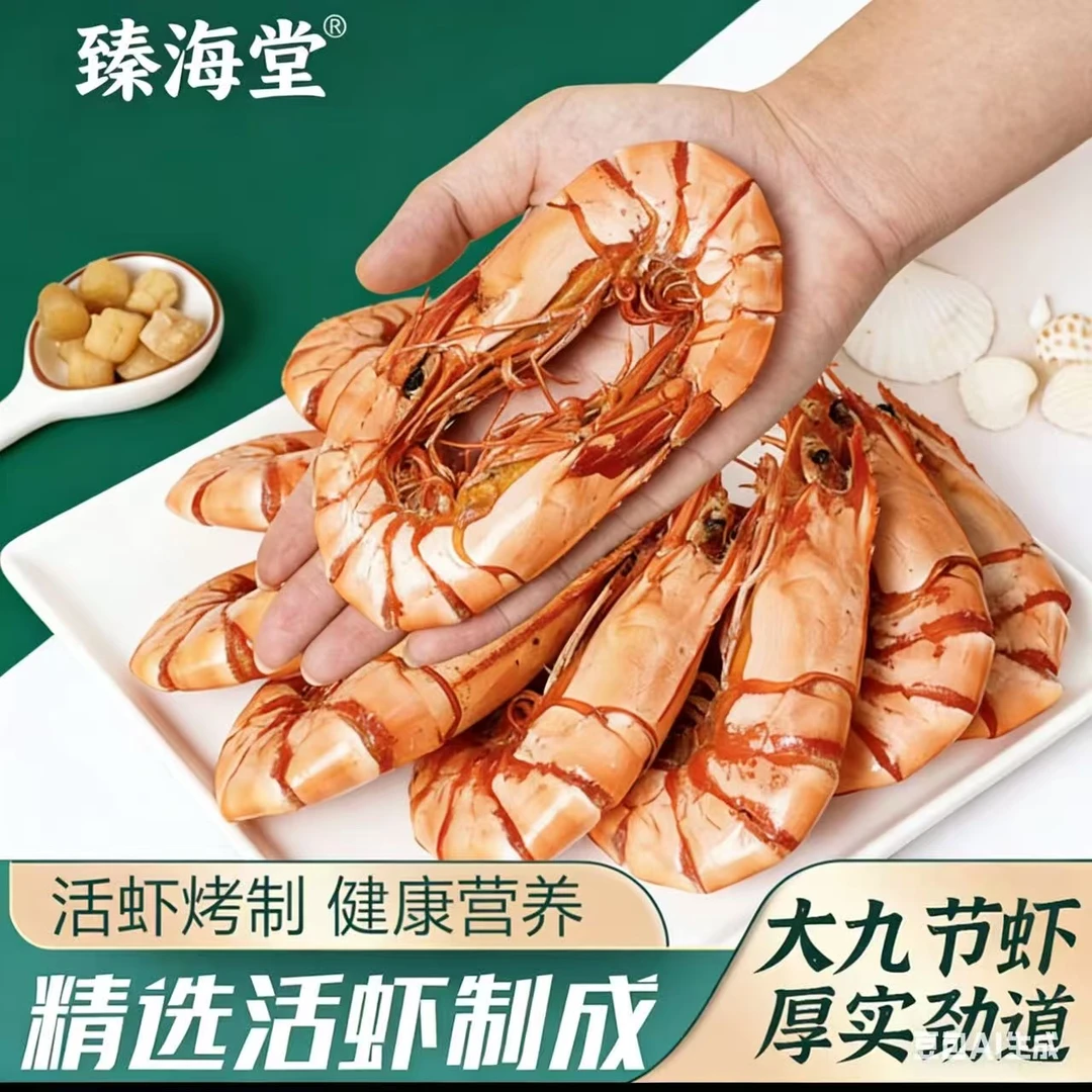 大号炭烤九节虾干深海斑节虾干开袋即食美味琵琶虾零食