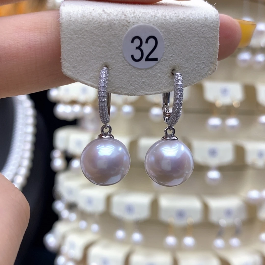 淡水珍珠耳饰银S925镶嵌