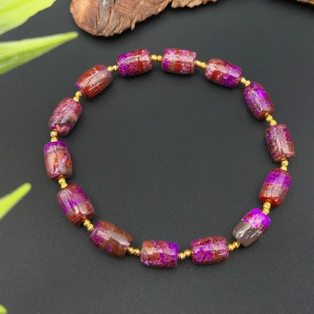 18K天然舒俱来手串桶珠桃红樱花6+多样性发一DD2139