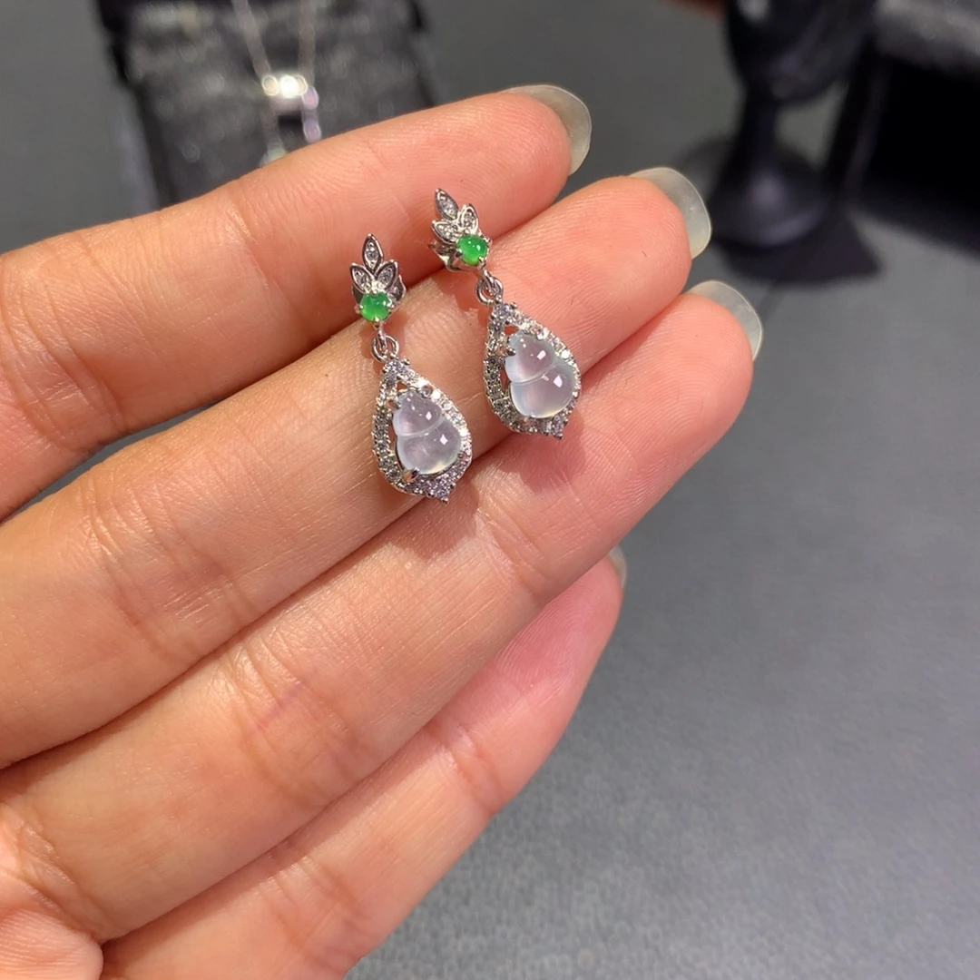 翡翠银S925镶嵌耳饰