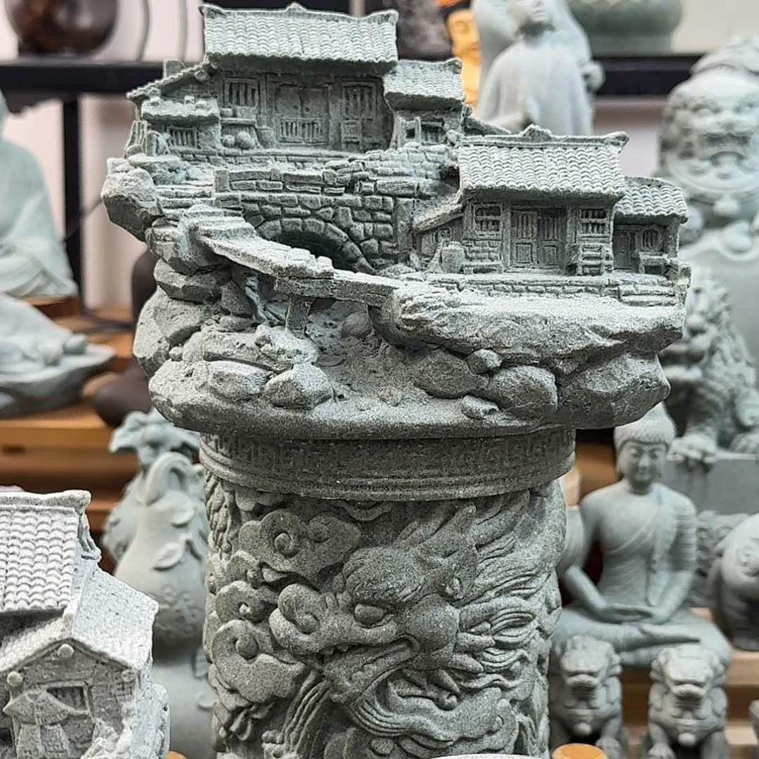 石材青砂石农家小院带桥