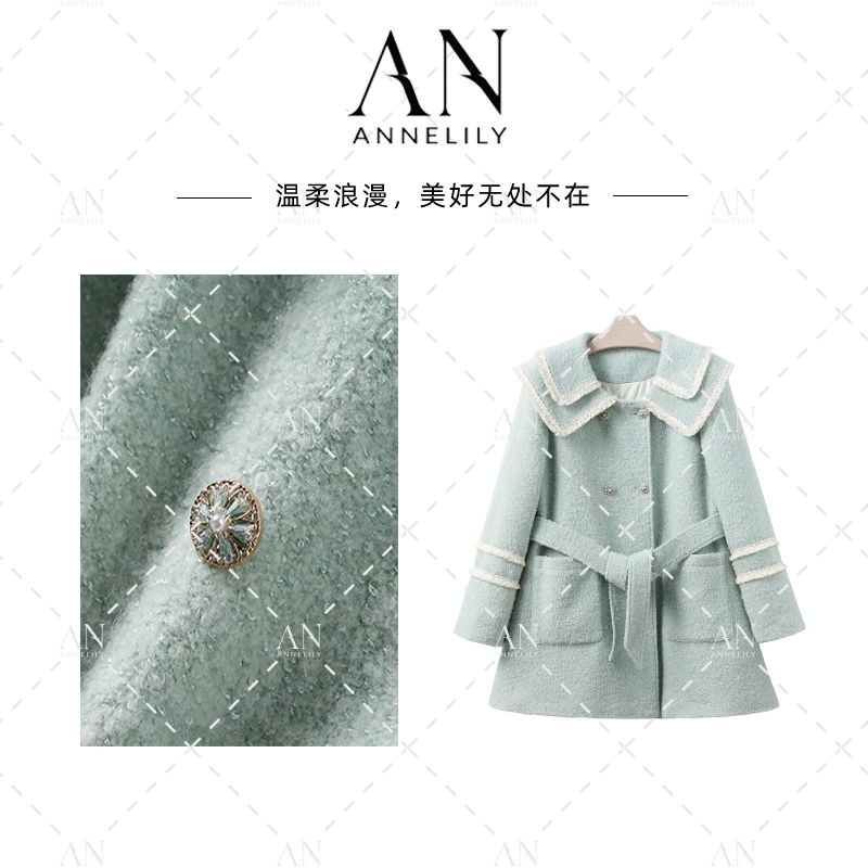 ANNELILY【玉黛】轻奢设计师时尚气质重工百搭羽绒服AW2412095