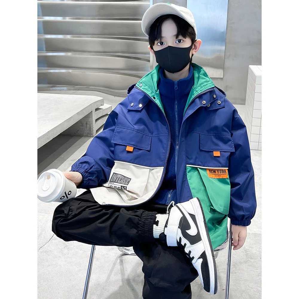 MK&UR.BV男童洋气冲锋衣三合一可拆卸2025新款秋冬中大童加绒外套