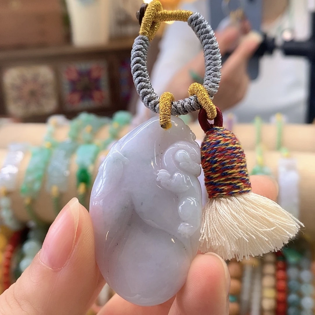 翡翠未镶嵌挂件翡翠钥匙扣