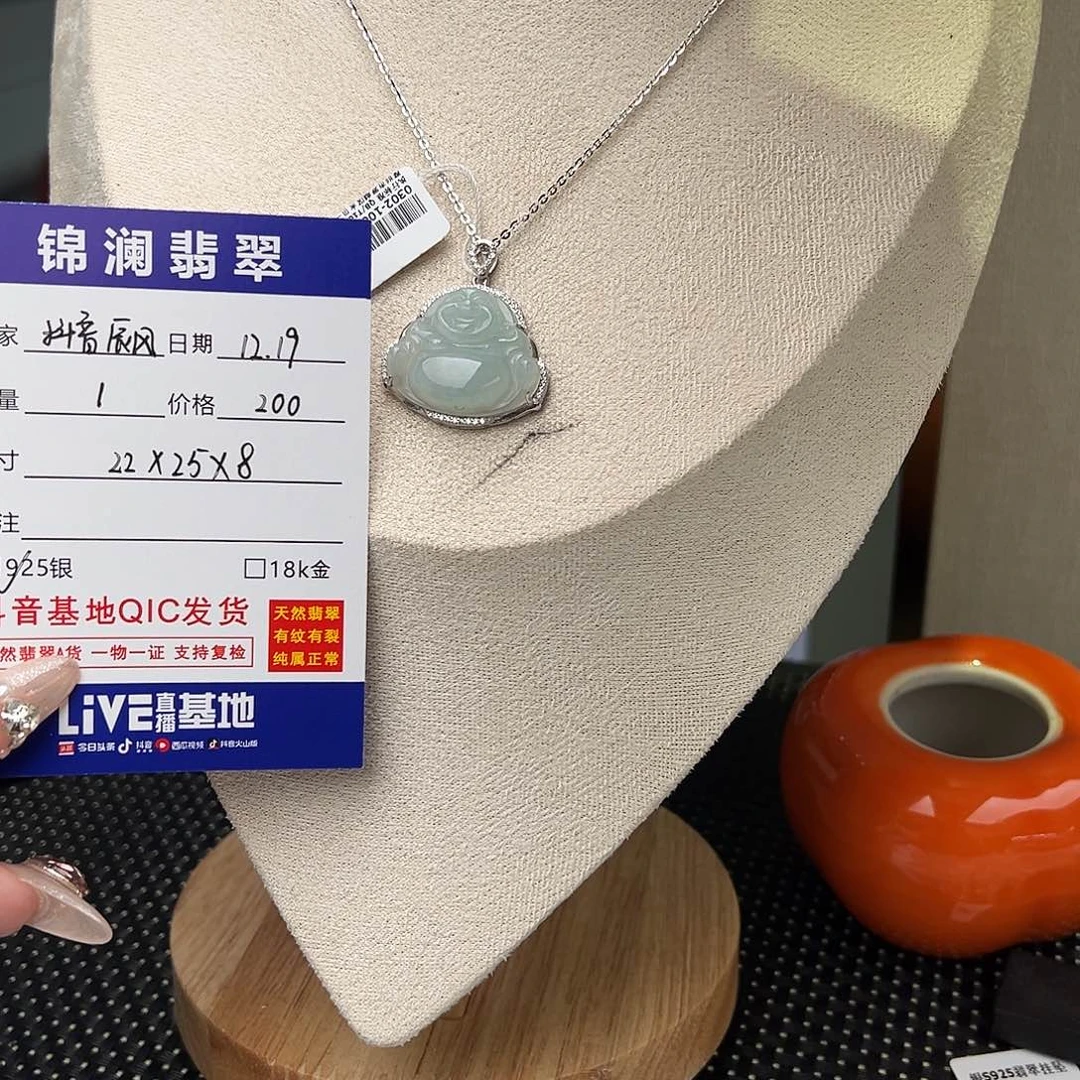 抖***风翡翠银S925镶嵌颈饰