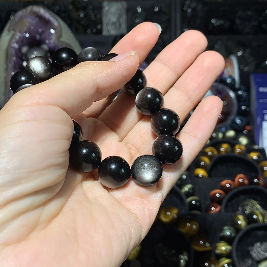 黑曜岩未镶嵌手链火*