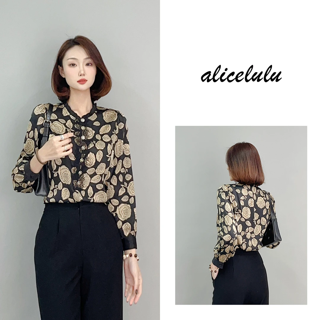 5 alicelulu“玫瑰写诗”衬衫艺术印花通勤S2141738E