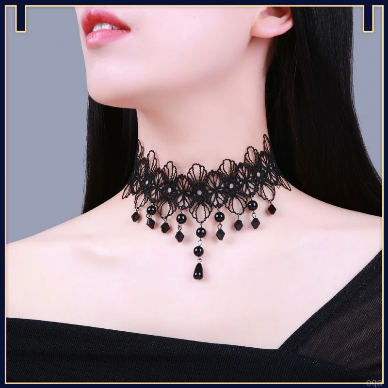 脖子饰品韩版流行蕾丝短款项链女简约 颈带项圈锁骨链项链铁合金