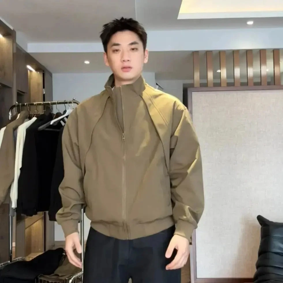 ZPAG秋季美式休闲立领三防夹克纯色复古户外工装飞行夹克百搭外套