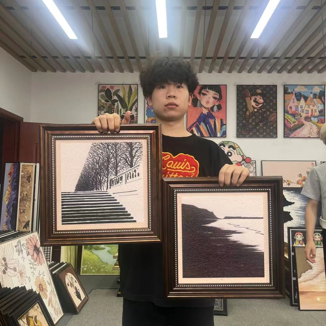 黑白简约线条高级感法式装饰画适合客厅玄关卧室挂画4040