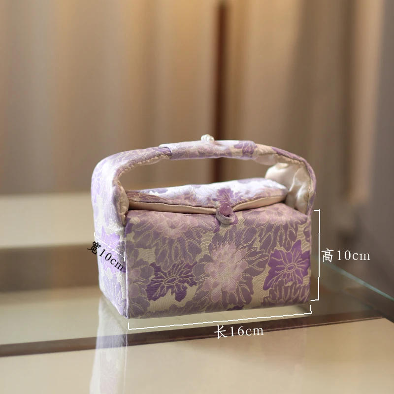 中式紫色布艺一壶二杯四杯茶事收纳包随身户外便携旅行茶具收纳袋