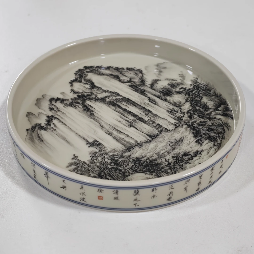 立勤堂宣黄釉赤壁赋直口壶承