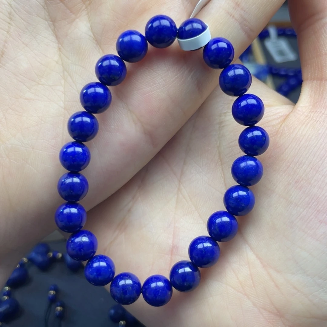 青金石未镶嵌圆珠手串8+