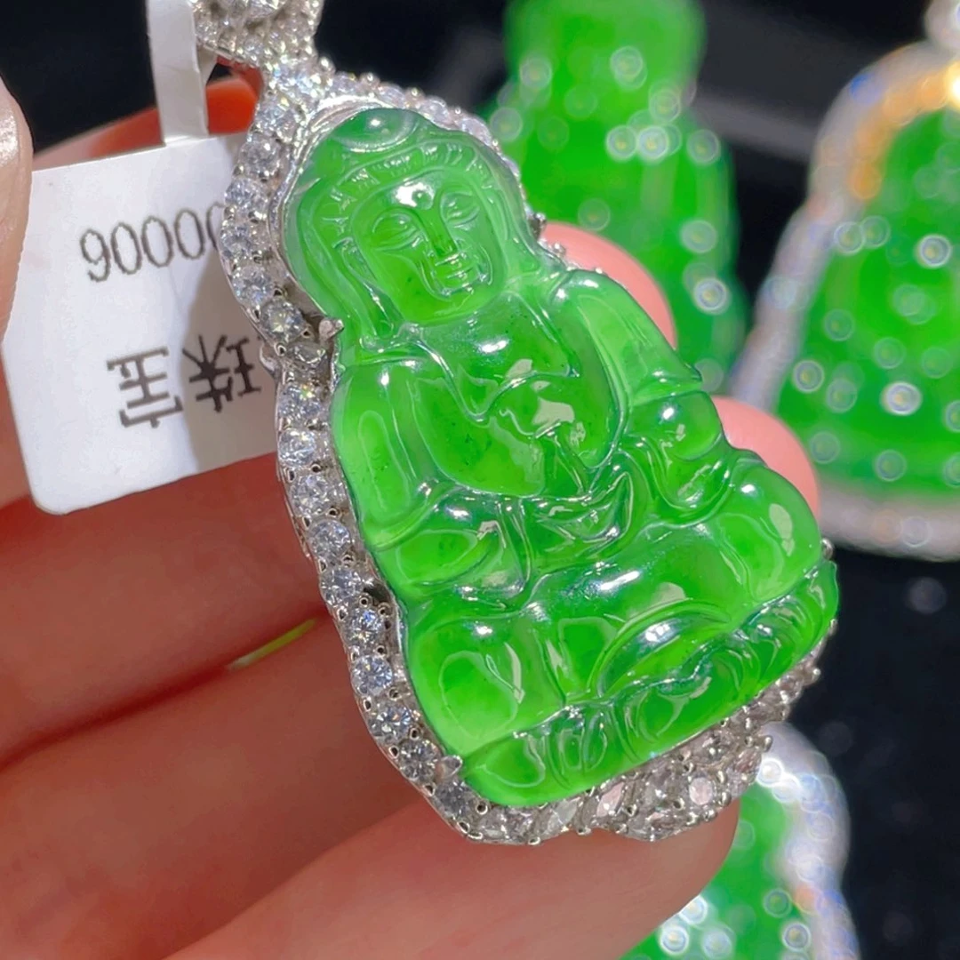 翡翠吊坠(不含链)银S925镶嵌