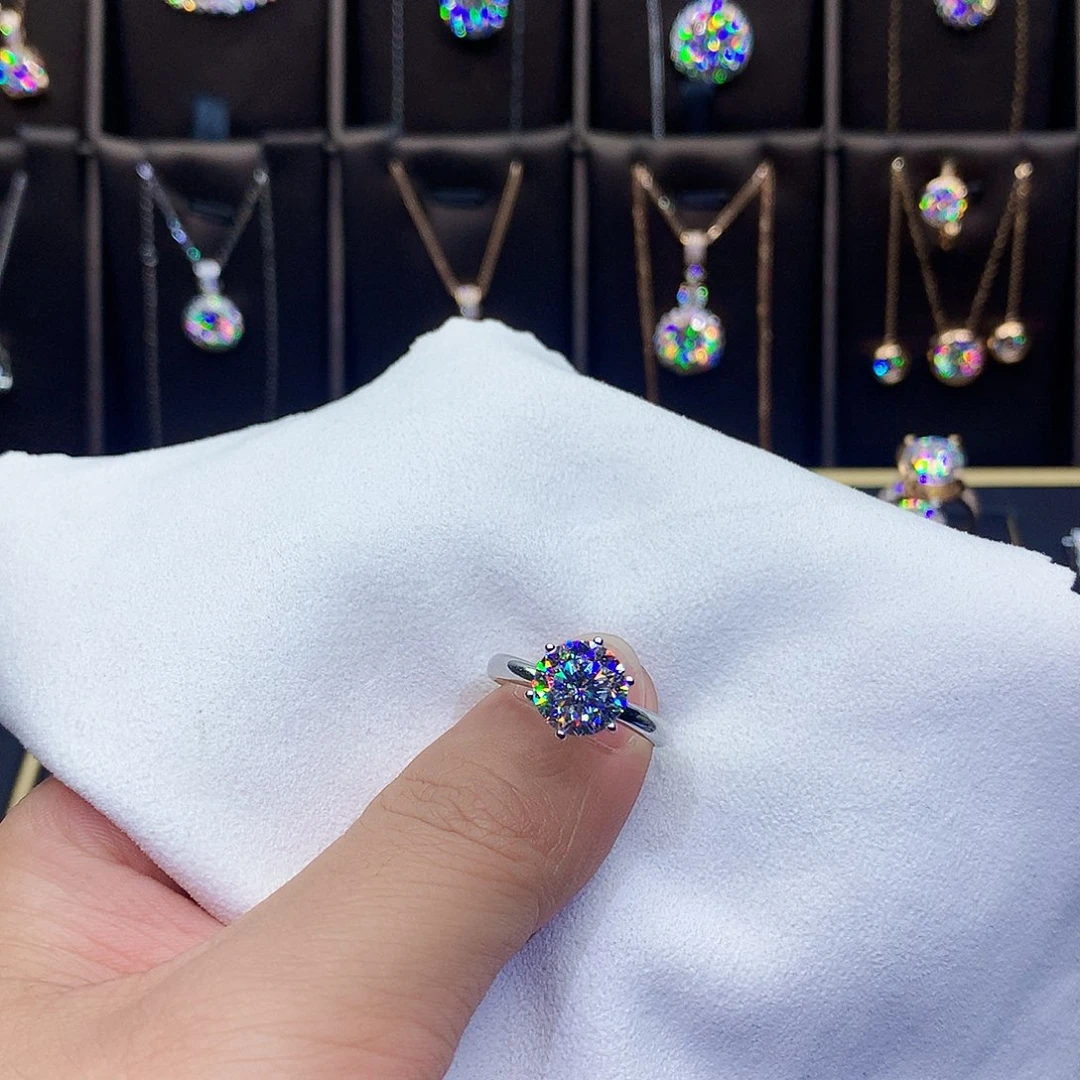 合成碳硅石戒指/指环18K金镶嵌你*