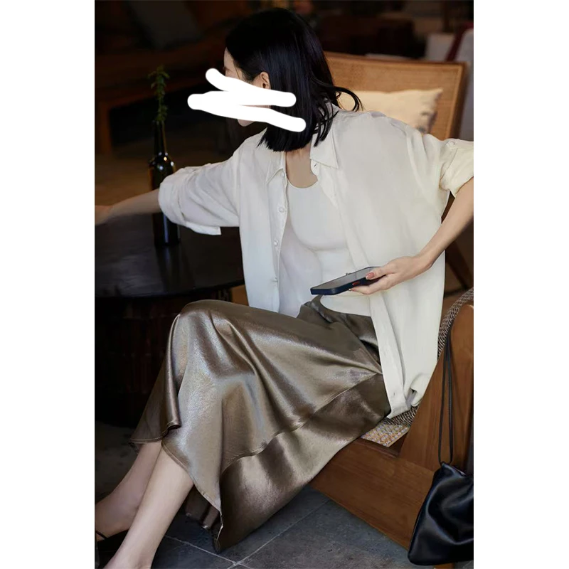 2个长度【松紧腰+拉链+侧开叉】高品质半身裙气质中长款新款a字裙