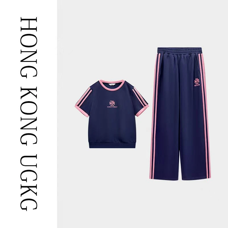 UGKG运动套装上衣夏季洋气短袖t恤女士妈妈两件套73252ZH009